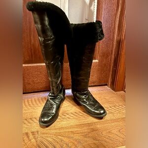 Black Shearling Leather Boots